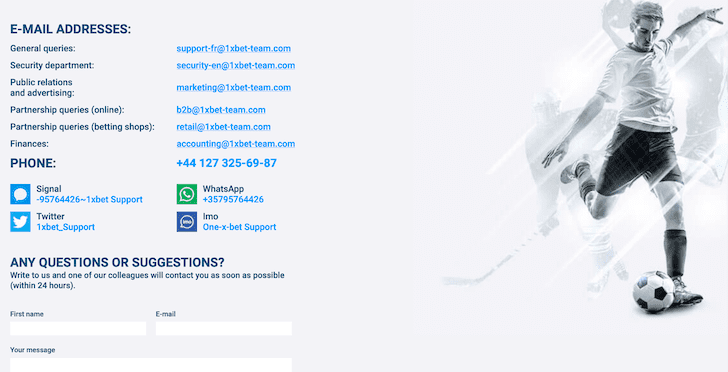 1xbet contact Tanzania