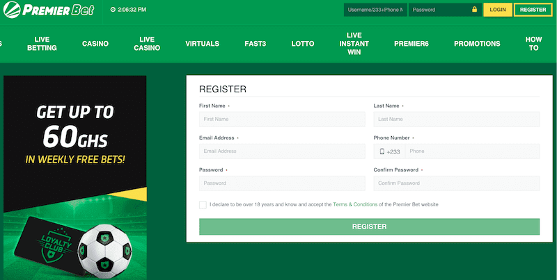 Premierbet registration