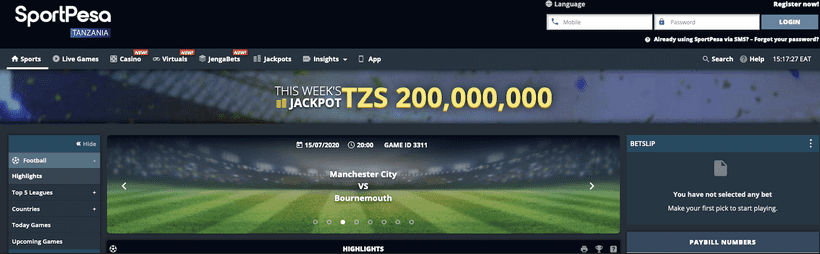 Sportpesa Tanzania sportsbook