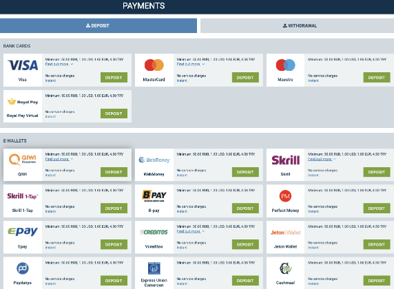 1xbet South Africa deposit and withdrawal