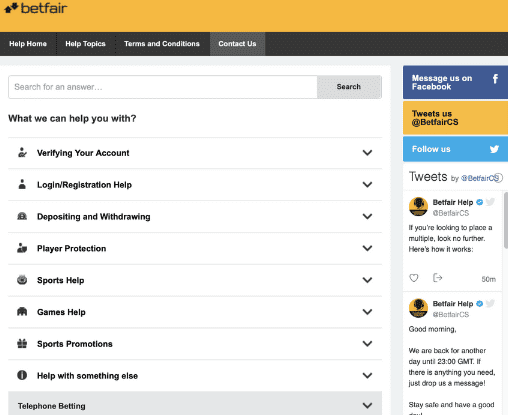 Betfair contact
