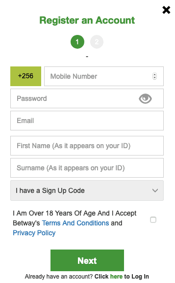 Betway registration Uganda