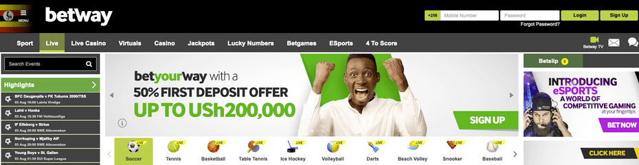 Betway Uganda sportsbook