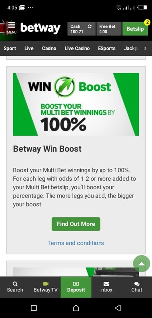 betway 100% betslip boost mobile review