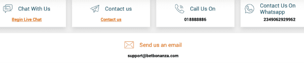 Betbonanza contact addresses