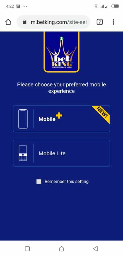 betking mobile web options