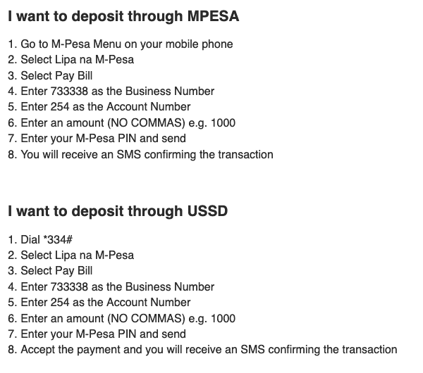 Bet254 deposit methods