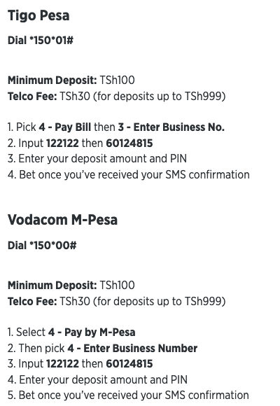 Betpawa Tanzania deposit tigo m-pesa