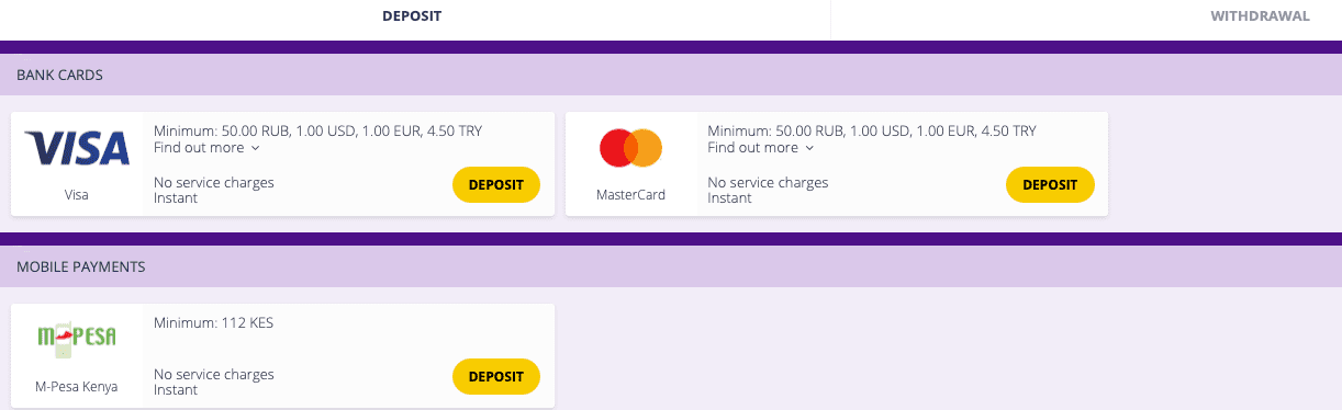 Helabet deposit methods