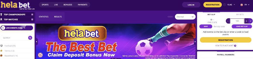 Helabet sportsbook & registration