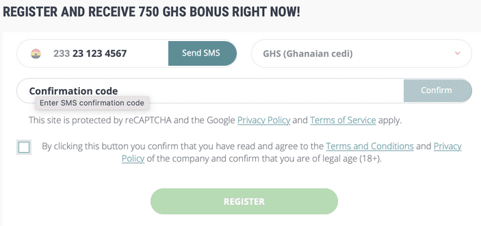 22bet registration in Ghana