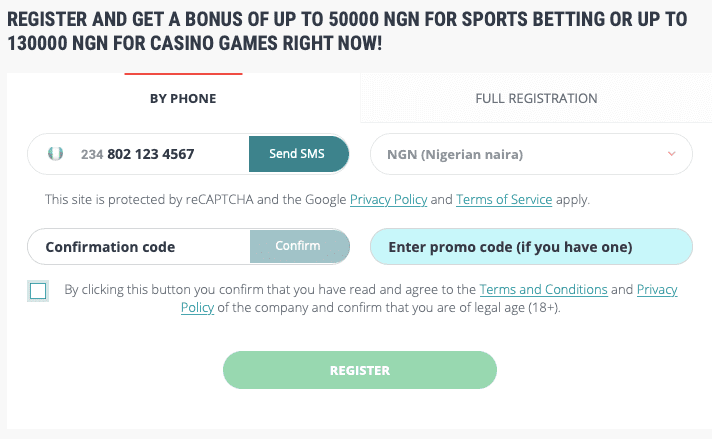 22bet registration Nigeria