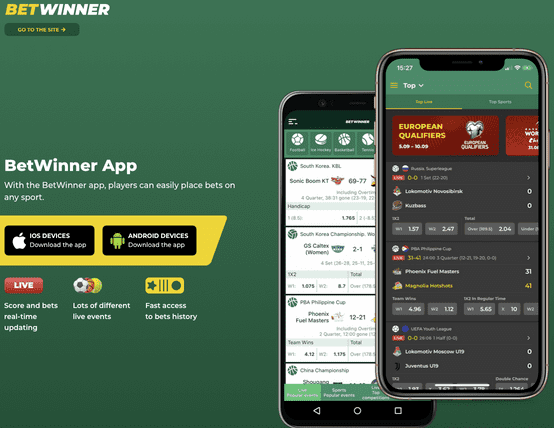 Betwinner app screen