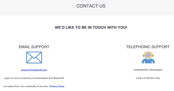 Booster99 contact addresses