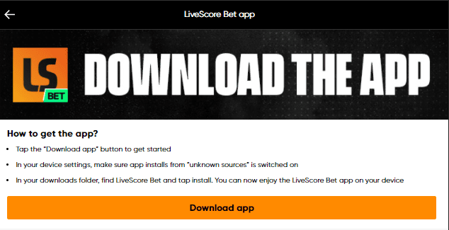 Livescorebet app download info