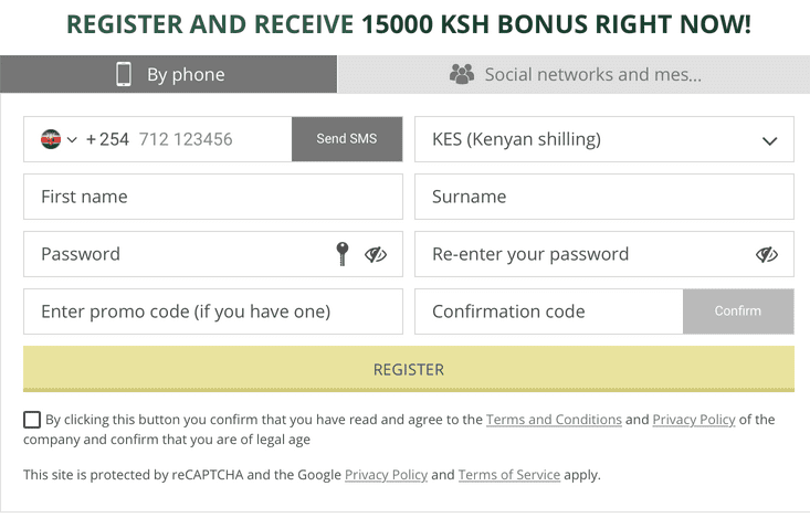 Betwinner registration in Kenya