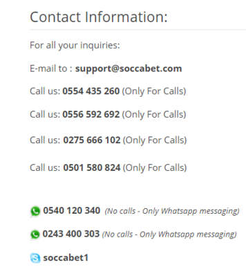 Soccabet Ghana customer care