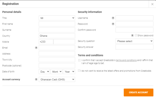 How to register at Greatodds in Ghana