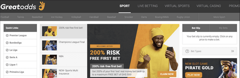 Greatodds sportsbook homepage Ghana