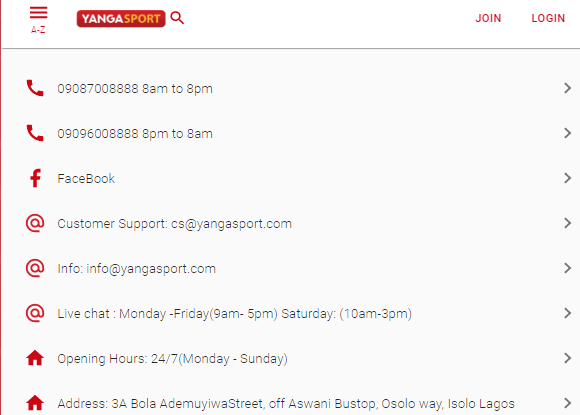 Yangasport contacts