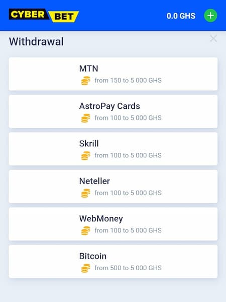 cyberbet ghana withdrawal methods