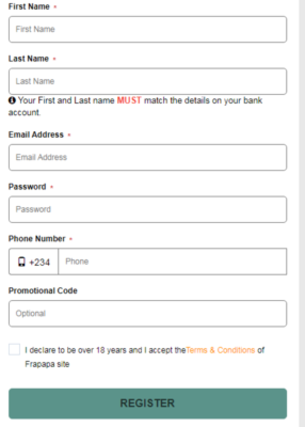 frapapa nigeria sign up