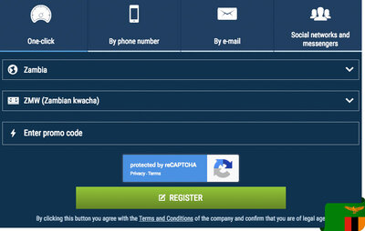 1xbet Sign up in Zambia