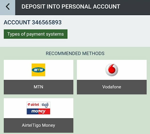 melbet ghana deposit methods screen