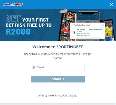 Sportingbet SA Sign up form