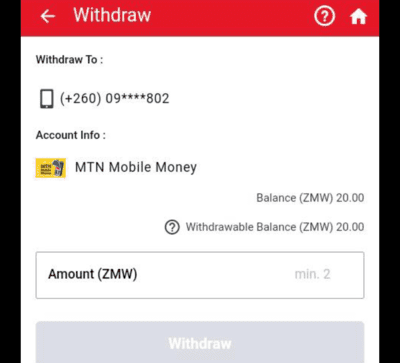 withdrawal method on sportybet zambia