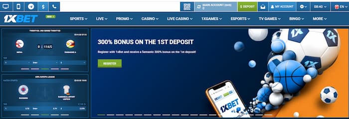 1xbet betting homepage