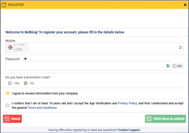Betking Kenya Signup