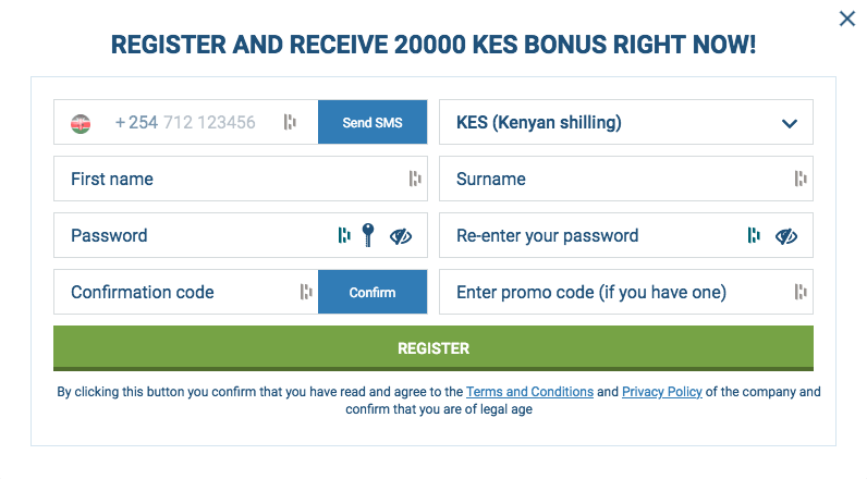 1xbet kenya signup