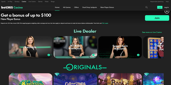 Bet365 Online Casino Page
