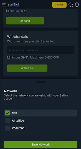 Betika payment methods