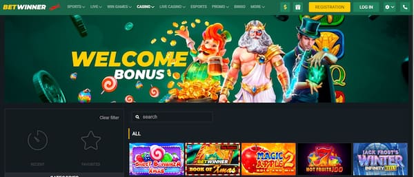 Betwinner Casino Frontpage