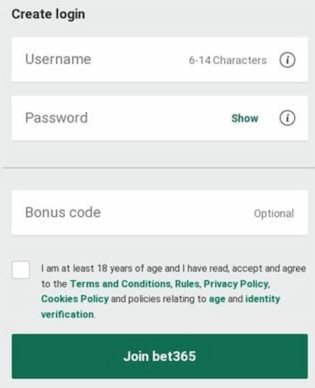 Bet365 sign up process final step