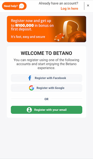 Betano Nigeria Registration