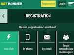 Betwinner registration method