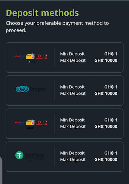 Deposit Methods at Betboro