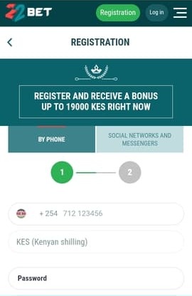 22Bet Kenya Sign-up